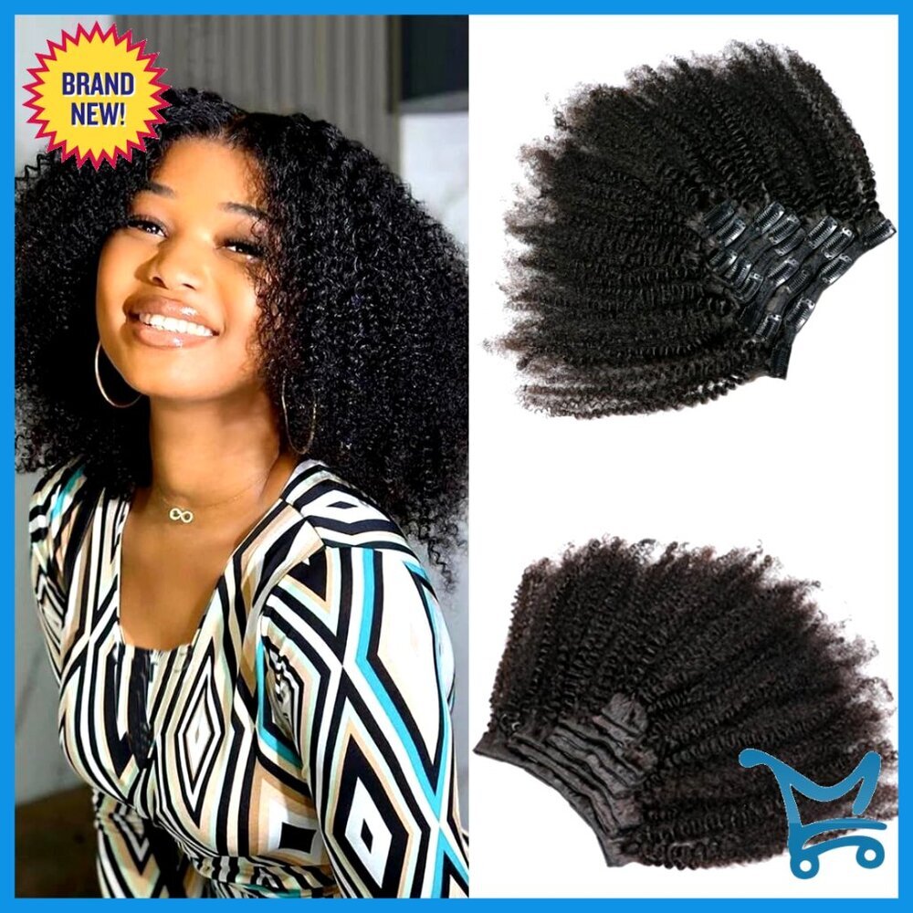 8 Inch Afro Kinky Curly Human Hair Clip In Extensions 8 Pieces 18 Clips